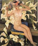 Diego Rivera Nude and flower oil painting artist